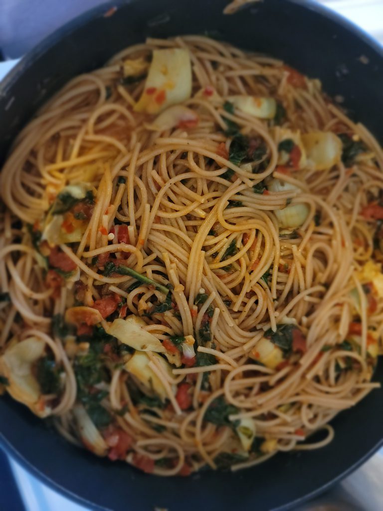 Spaghetti w/Artichoke & Spinach